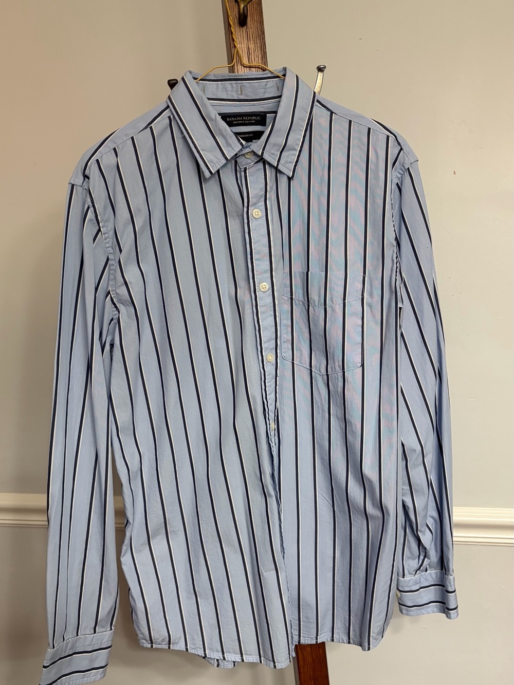 Banana Republic Light Blue Shirt with Navy Stripes